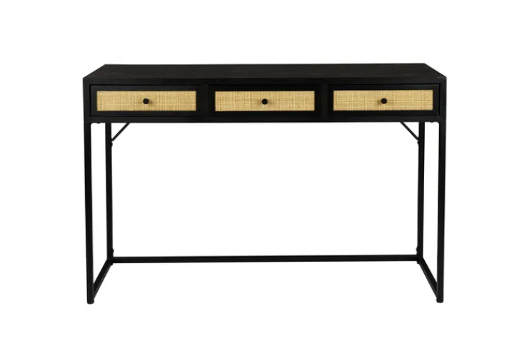 QUARTIER Konsolentisch JOANNA 120 x 76 cm Rattangeflecht/schwarz