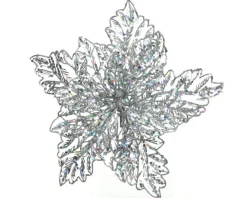 Kunstblume Weihnachtsstern POINSETTA silberfarbig