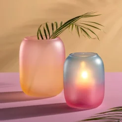 LEONARDO Windlicht AMALFI 17,5 cm gelb/rose