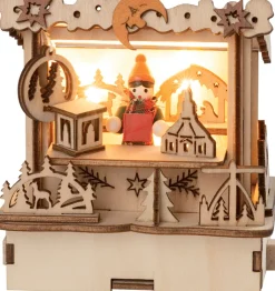 SAICO Lichtobjekt WEIHNACHTSMARKT-HÜTTE Holz 11 x 11 x 7 cm Mehrfarbig