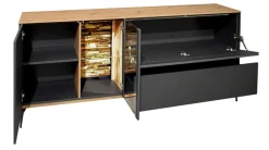 QUARTIER Lowboard COMO 169 x 65 cm Anthrazit matt Lack/Asteiche-Dekor