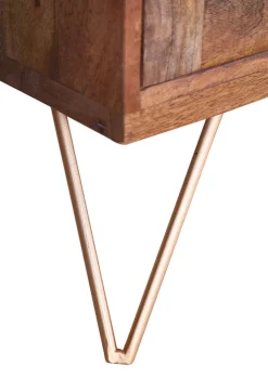 QUARTIER Lowboard GLORIA 130 x 57 cm Mango Massiv natur braun/Rattangeflecht