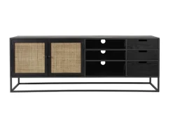 QUARTIER Lowboard JOANNA 150 x 55 cm Rattangeflecht/schwarz