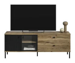 QUARTIER Lowboard Lou 154 x 41 x 57 cm Nox Oak Nachbildung Braun/Schwarz