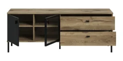 QUARTIER Lowboard Lou 154 x 41 x 57 cm Nox Oak Nachbildung Braun/Schwarz