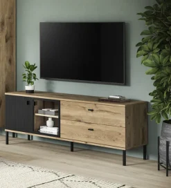 QUARTIER Lowboard Lou 154 x 41 x 57 cm Nox Oak Nachbildung Braun/Schwarz