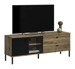 QUARTIER Lowboard Lou 154 x 41 x 57 cm Nox Oak Nachbildung Braun/Schwarz