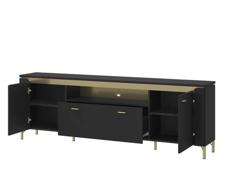 QUARTIER Lowboard NORICA 200 x 70 cm schwarz matt