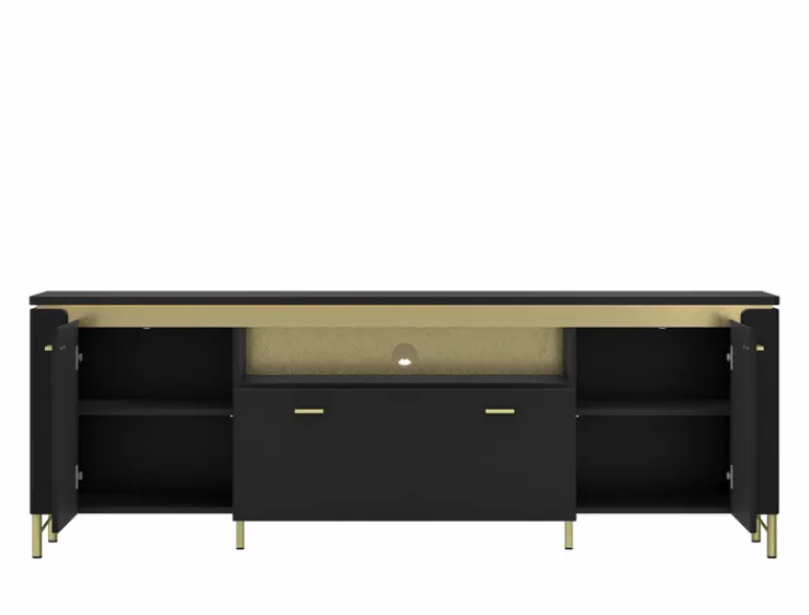 QUARTIER Lowboard NORICA 200 x 70 cm schwarz matt