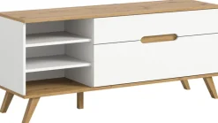 QUARTIER Lowboard SCANDI 140x60 cm Weiß Braun Nox Oak Nachbildung