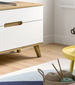 QUARTIER Lowboard SCANDI 140x60 cm Weiß Braun Nox Oak Nachbildung