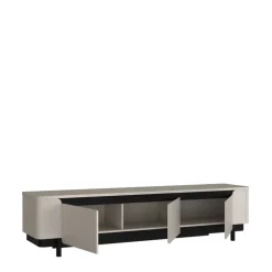 QUARTIER Lowboard VODOL 205x49 cm Sand/Schwarz