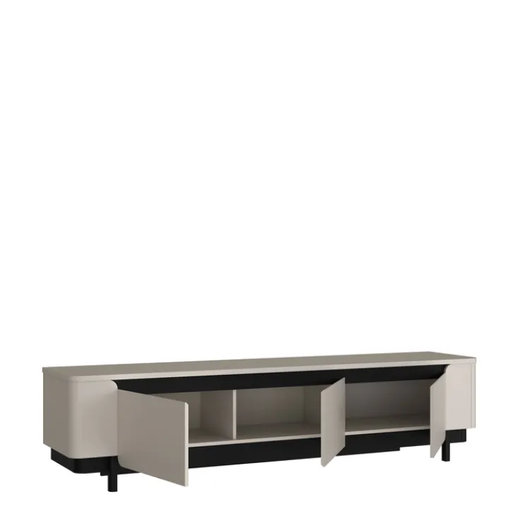 QUARTIER Lowboard VODOL 205x49 cm Sand/Schwarz