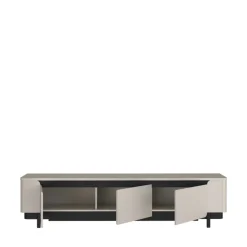 QUARTIER Lowboard VODOL 205x49 cm Sand/Schwarz