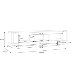 QUARTIER Lowboard VODOL 205x49 cm Sand/Schwarz