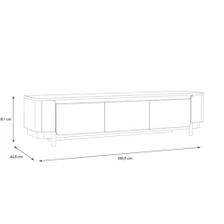 QUARTIER Lowboard VODOL 205x49 cm Sand/Schwarz