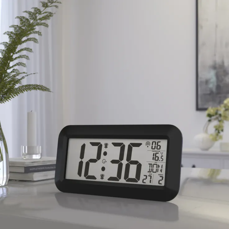 Mebus Digitaluhr Kunststoff 42 x 3 x 20 cm Schwarz