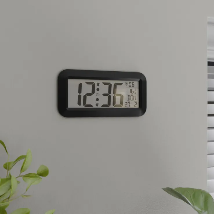 Mebus Digitaluhr Kunststoff 42 x 3 x 20 cm Schwarz