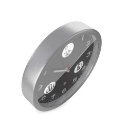 Mebus Digitalwanduhr Metall/Kunststoff Durchmesser 30 cm Schwarz/Alu-/Nickelfarbig/Weiß