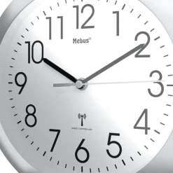 Mebus Funk-Wanduhr 25 cm silberfarbig/schwarz
