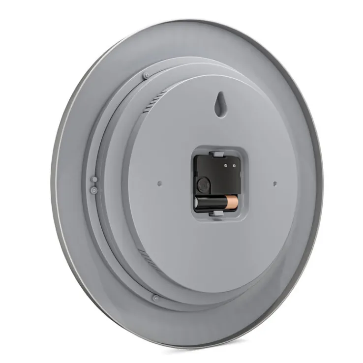 Mebus Funk-Wanduhr mit Thermo- und Hygrometer 30 cm silberfarbig