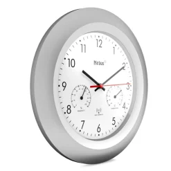 Mebus Funk-Wanduhr mit Thermo- und Hygrometer 30 cm silberfarbig