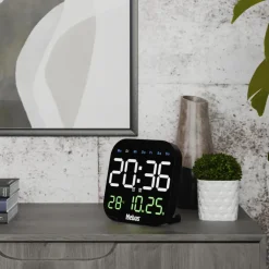 Mebus Quarz-Uhr Kunststoff 18,5 x 18,5 x 2,8 cm Schwarz/Mehrfarbig