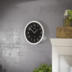 Mebus Wanduhr Aluminium/Kunststoff Durchmesser 45 cm Schwarz/Alu-/Nickelfarbig/Weiß