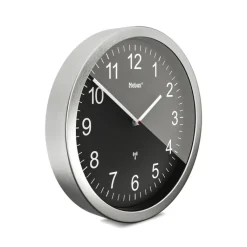 Mebus Wanduhr Aluminium/Kunststoff Durchmesser 45 cm Schwarz/Alu-/Nickelfarbig/Weiß