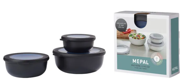 MEPAL Aufbewahrungsbox CIRQULA 3-teilig Kunststoff nordicblack