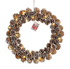 MICA DECORATIONS LED Lichtobjekt Weihnachtskranz 48 cm braun /weiß