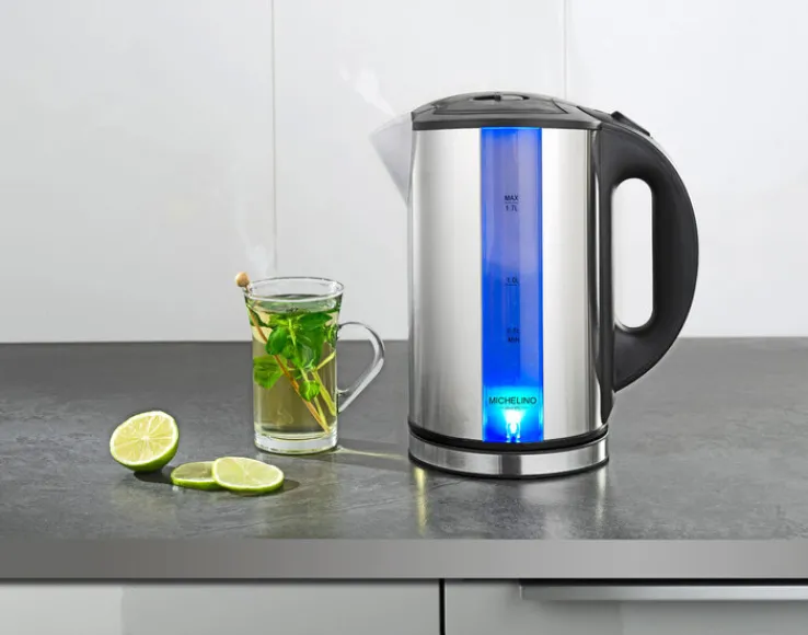 MICHELINO Wasserkocher 1700 ml silberfarbig/ schwarz