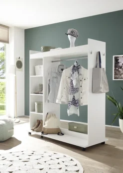 QUARTIER Mobiler Kleiderständer MOVA Weiß 140 x 150 x 56 cm