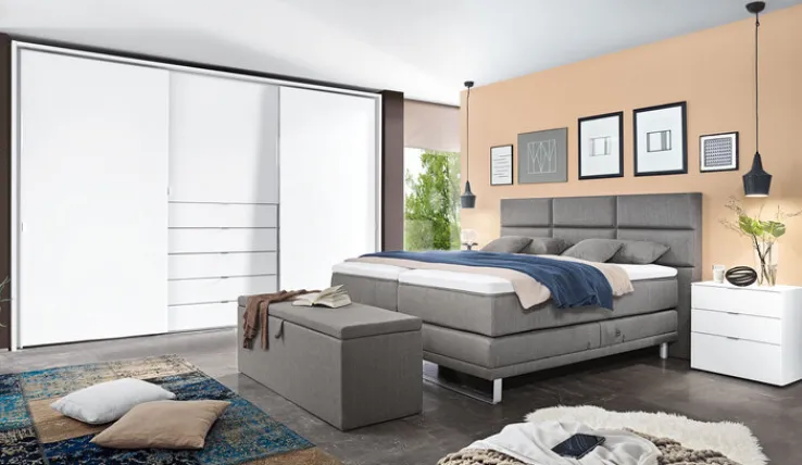 Ole Gunderson Boxspringbett JUWEL XXL EL 180 x 200 cm dunkelgrau