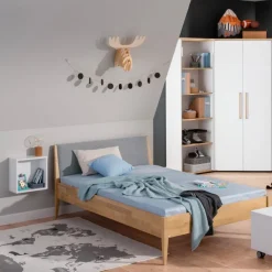 Kinder PAIDI Bett STEN 120 x 200 cm braun/ grau