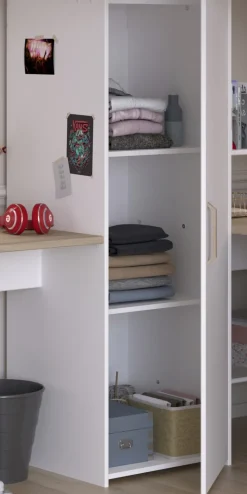 Kinder Parisot Eck-Hochbett ALEX braun/ weiß