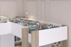 Kinder Parisot Eck-Hochbett ALEX braun/ weiß