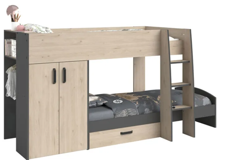 Kinder Parisot Etagenbett STIM 2 braun/grau