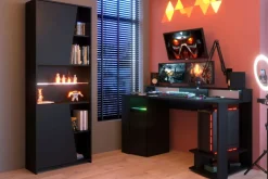 Parisot Gamertisch und Regal mit LED Beleuchtung schwarz