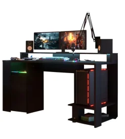 Parisot Gamertisch und Regale mit LED Beleuchtung schwarz