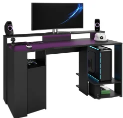 Parisot Gamertisch und Regale mit LED Beleuchtung schwarz