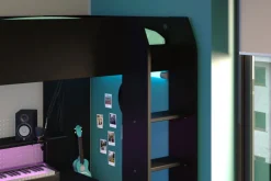 Kinder Parisot Gaming-Hochbett mit LED Beleuchtung schwarz