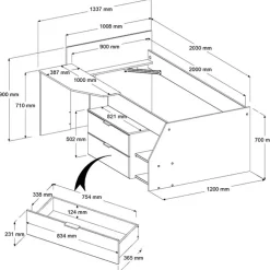 Kinder Parisot Halbhohes Hochbett MILKY 2 braun/schwarz