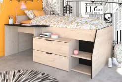 Kinder Parisot Halbhohes Hochbett MILKY 2 braun/schwarz