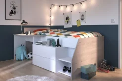 Kinder Parisot Halbhohes Hochbett MILKY 1 weiß / grau