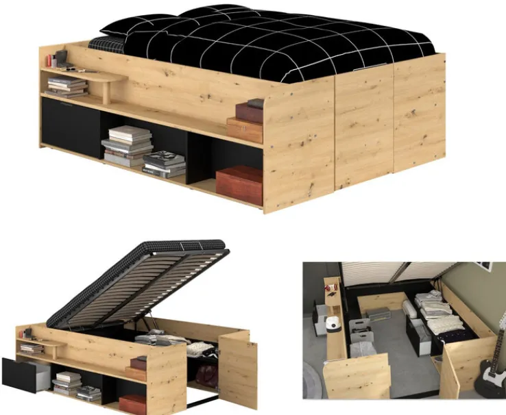 Kinder Parisot Halbhohes Hochbett TRAVEL braun/schwarz