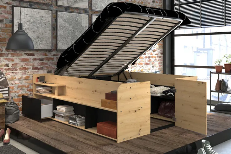 Kinder Parisot Halbhohes Hochbett TRAVEL braun/schwarz