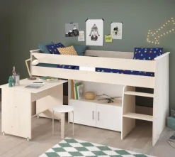 Kinder Parisot Hochbett CHARLY 4 braun / weiß