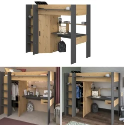 Kinder Parisot Hochbett HEAVY 1 braun/schwarz