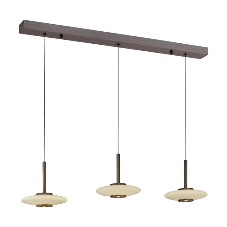 Paul Neuhaus LED Balkenpendel PURE VITRUM 3-flg braun